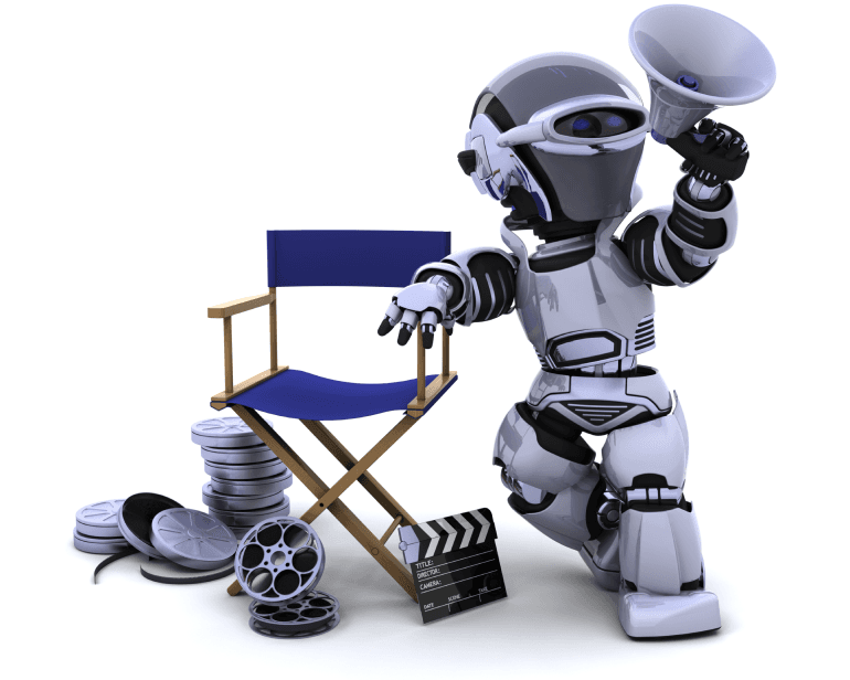 robot-with-megaphone-directors-chair